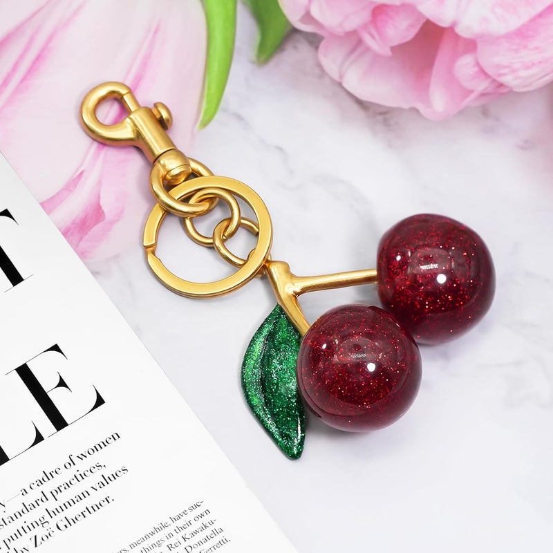 SKYFUN Cherry Keychain for Women Apple Strawberry Bag Charm Key Chain Accessories Gifts for Birthday Christmas - Image 3